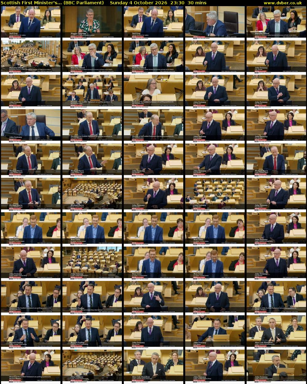 Scottish First Minister's... (BBC Parliament) Sunday 4 October 2026 23:30 - 00:00
