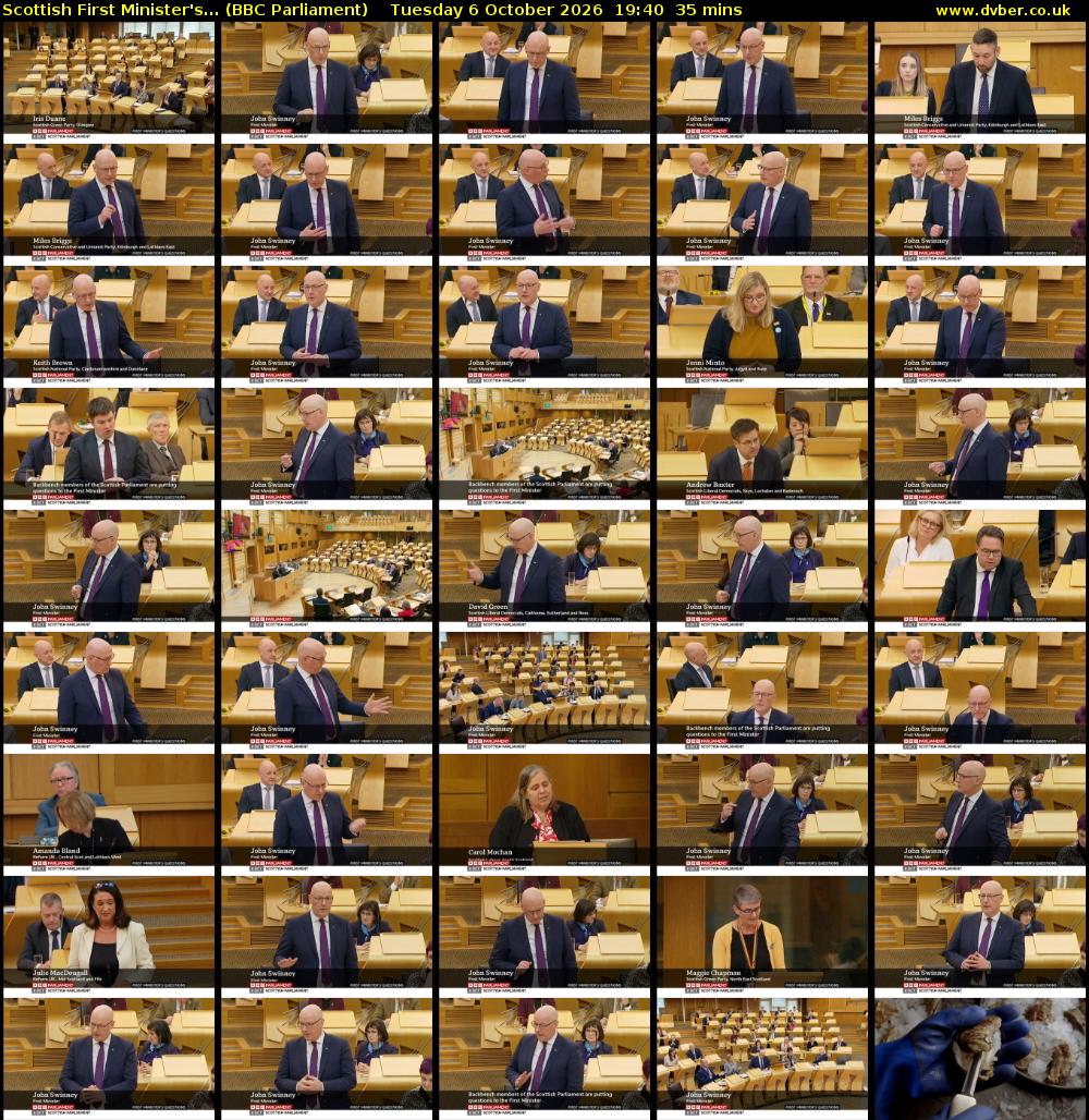Scottish First Minister's... (BBC Parliament) Tuesday 6 October 2026 19:40 - 20:15