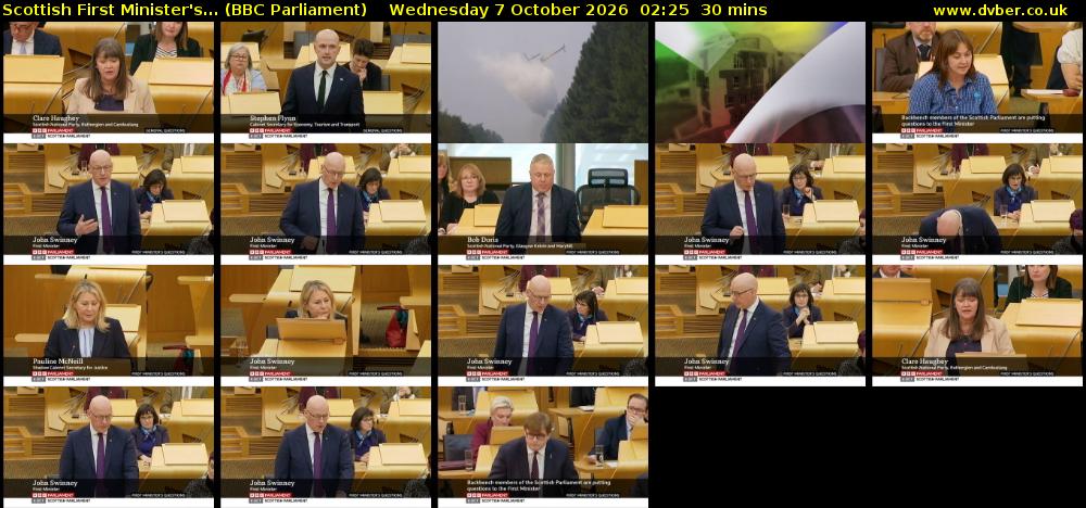 Scottish First Minister's... (BBC Parliament) Wednesday 7 October 2026 02:25 - 02:55