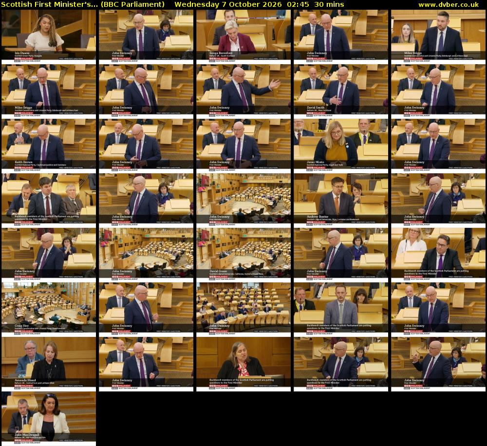 Scottish First Minister's... (BBC Parliament) Wednesday 7 October 2026 02:45 - 03:15