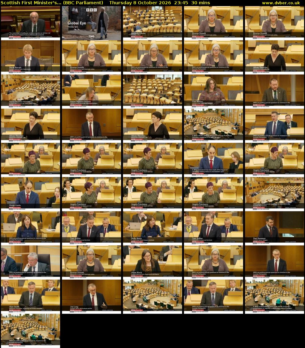 Scottish First Minister's... (BBC Parliament) Thursday 8 October 2026 23:45 - 00:15