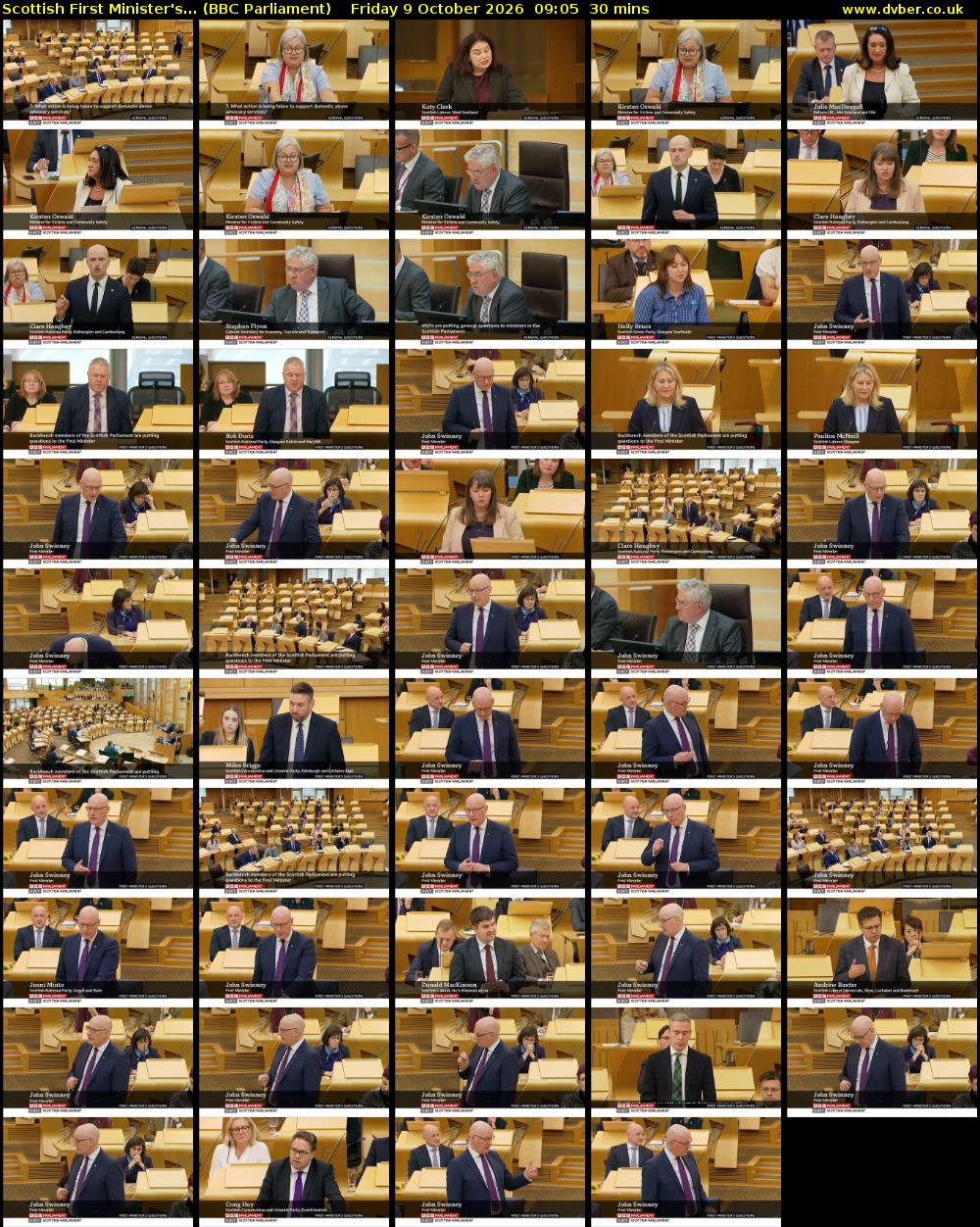 Scottish First Minister's... (BBC Parliament) Friday 9 October 2026 09:05 - 09:35