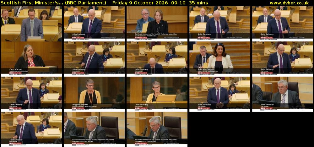 Scottish First Minister's... (BBC Parliament) Friday 9 October 2026 09:10 - 09:45