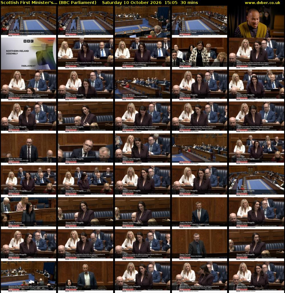 Scottish First Minister's... (BBC Parliament) Saturday 10 October 2026 15:05 - 15:35