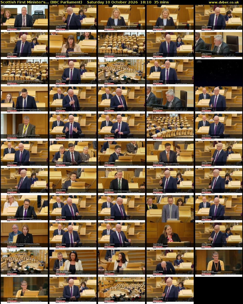 Scottish First Minister's... (BBC Parliament) Saturday 10 October 2026 18:10 - 18:45