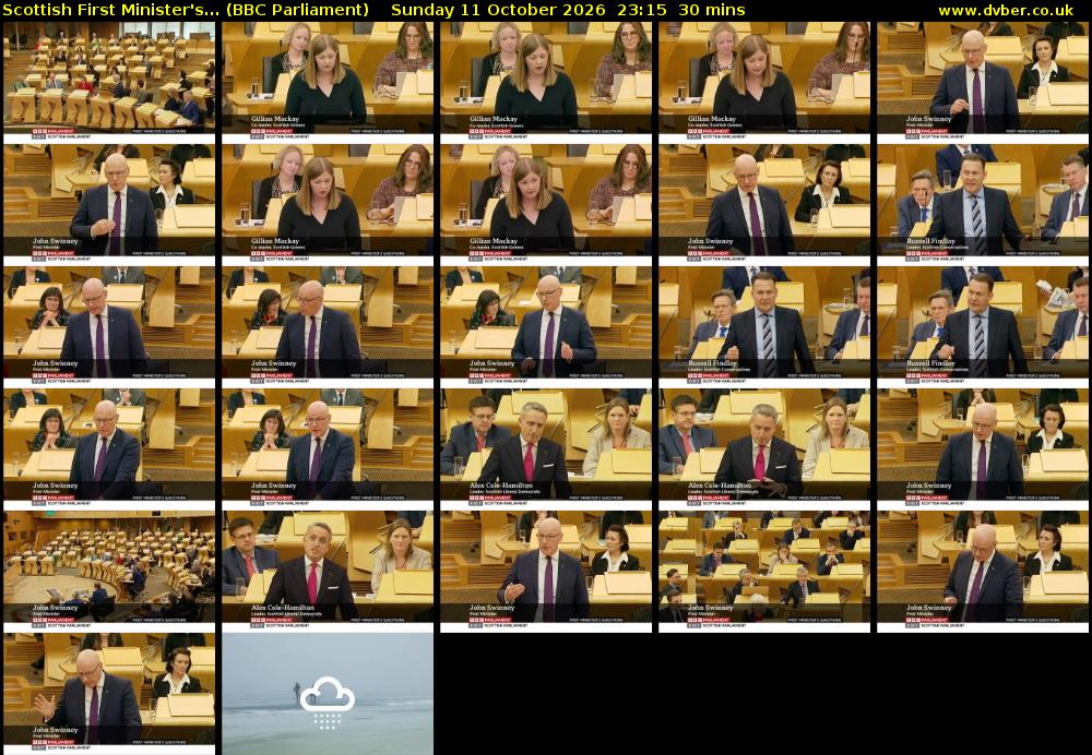 Scottish First Minister's... (BBC Parliament) Sunday 11 October 2026 23:15 - 23:45