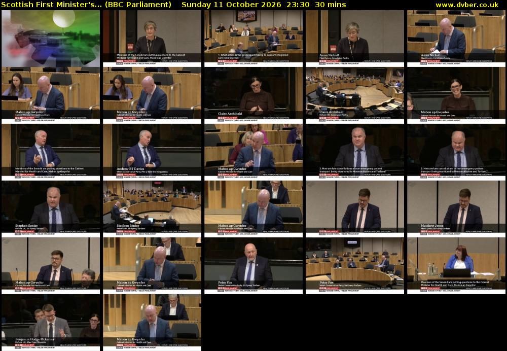 Scottish First Minister's... (BBC Parliament) Sunday 11 October 2026 23:30 - 00:00