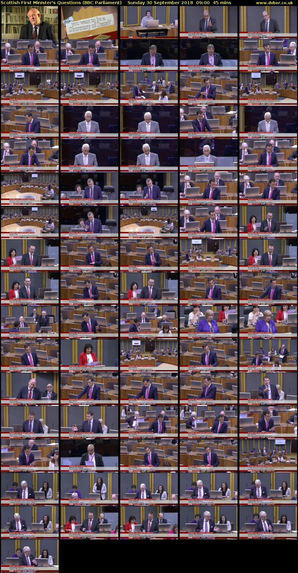 Scottish First Minister's Questions (BBC Parliament) Sunday 30 September 2018 09:00 - 09:45