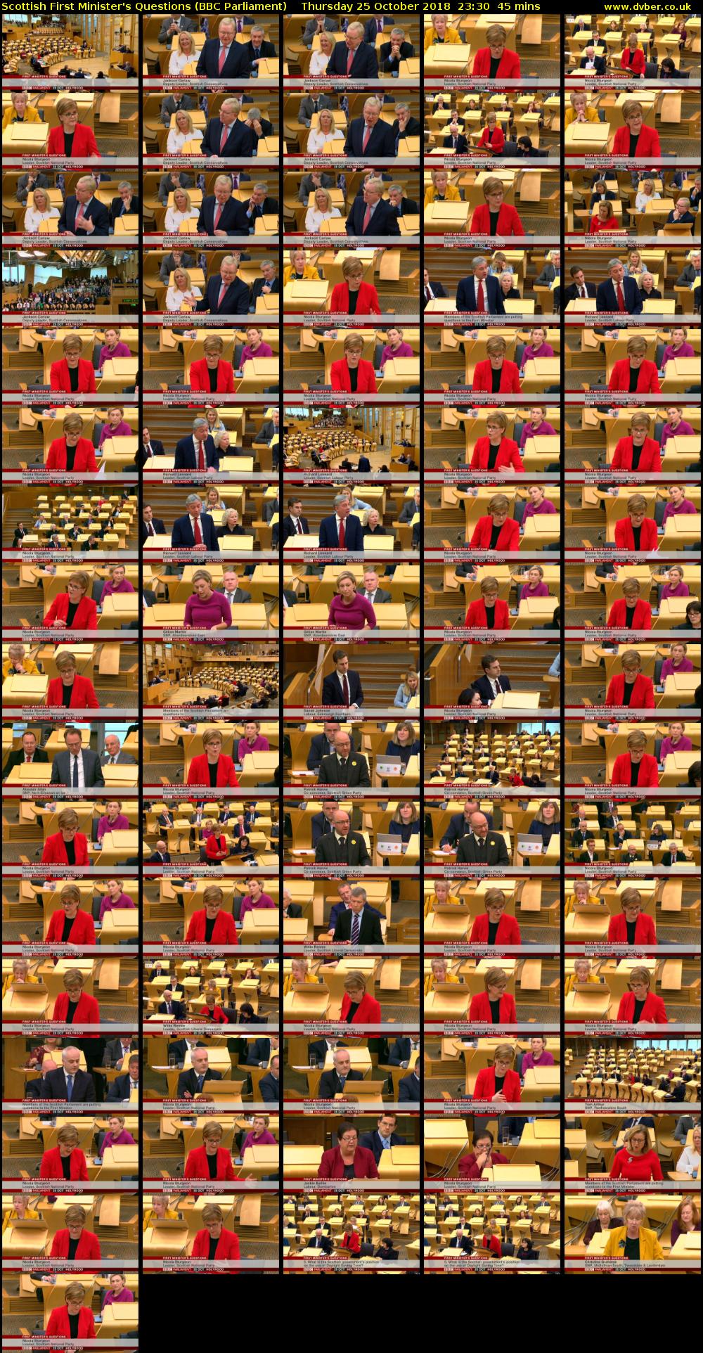 Scottish First Minister's Questions (BBC Parliament) Thursday 25 October 2018 23:30 - 00:15