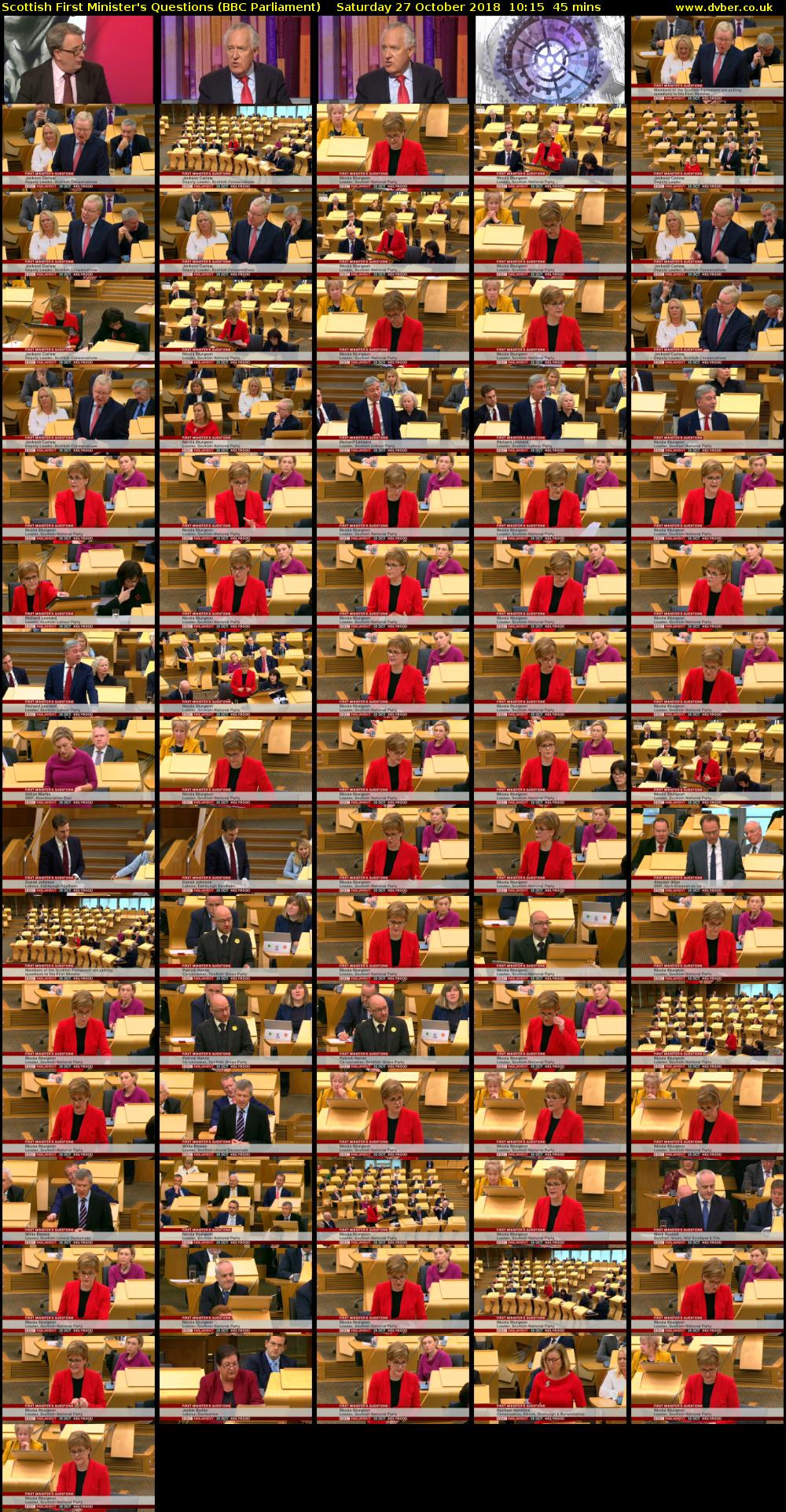 Scottish First Minister's Questions (BBC Parliament) Saturday 27 October 2018 10:15 - 11:00