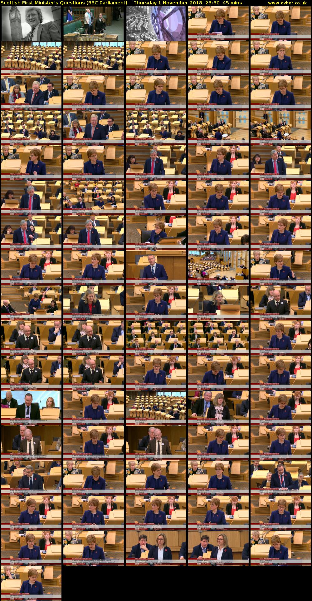 Scottish First Minister's Questions (BBC Parliament) Thursday 1 November 2018 23:30 - 00:15