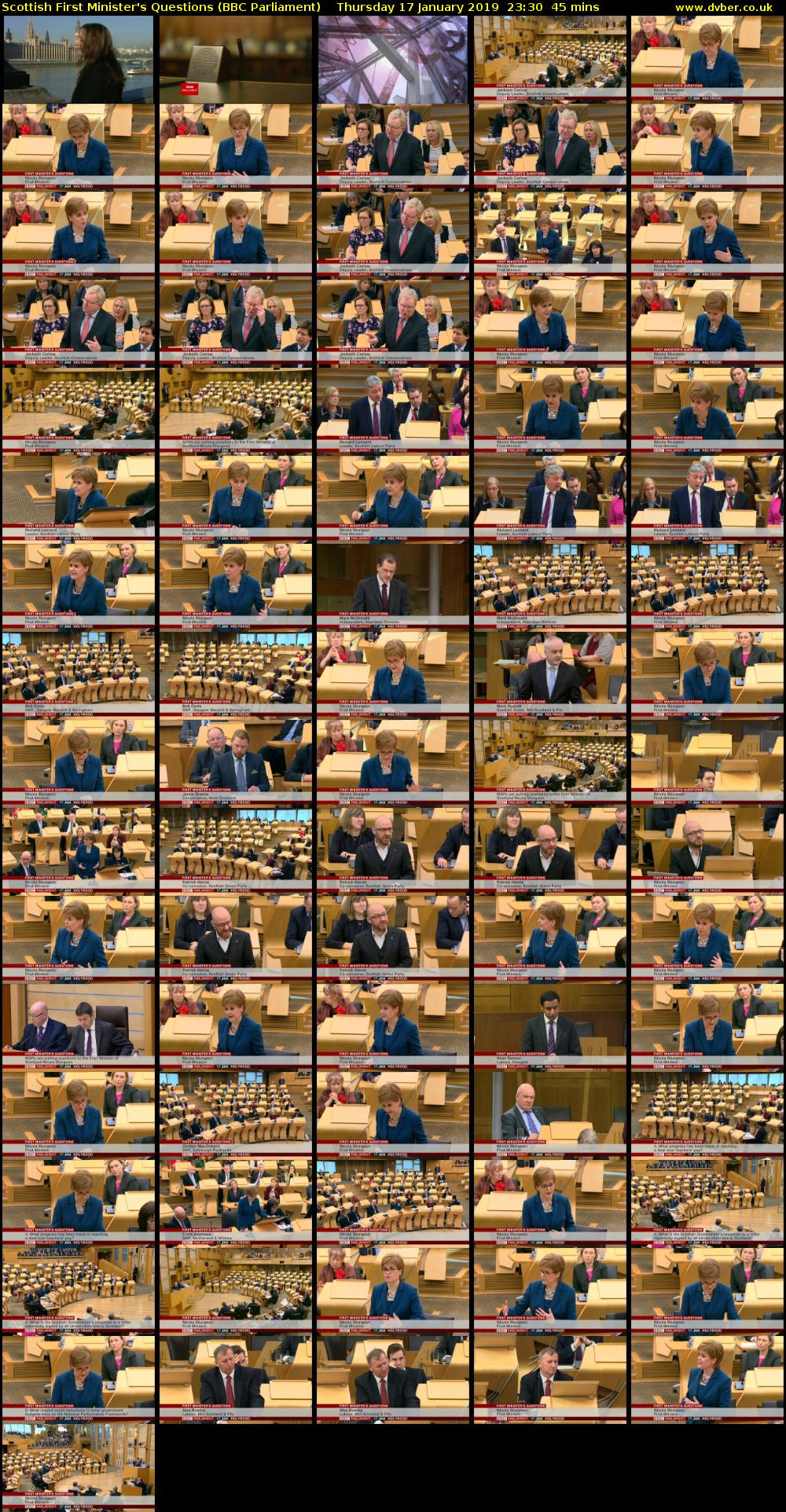 Scottish First Minister's Questions (BBC Parliament) Thursday 17 January 2019 23:30 - 00:15