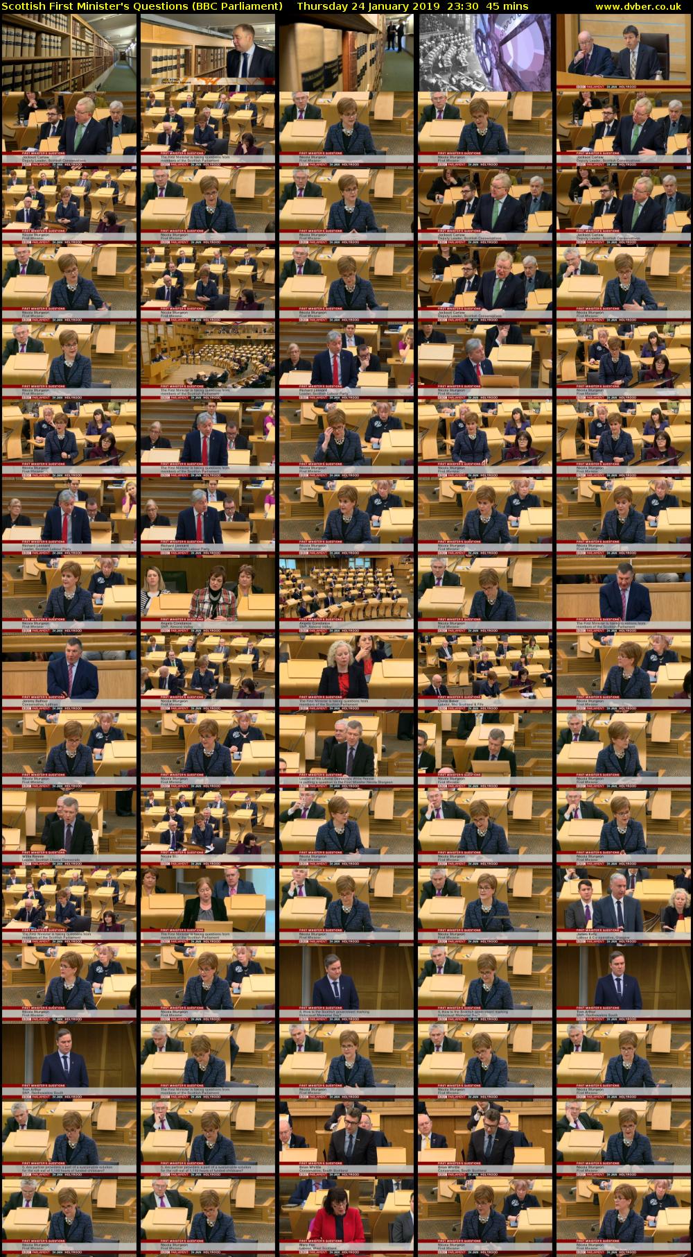 Scottish First Minister's Questions (BBC Parliament) Thursday 24 January 2019 23:30 - 00:15