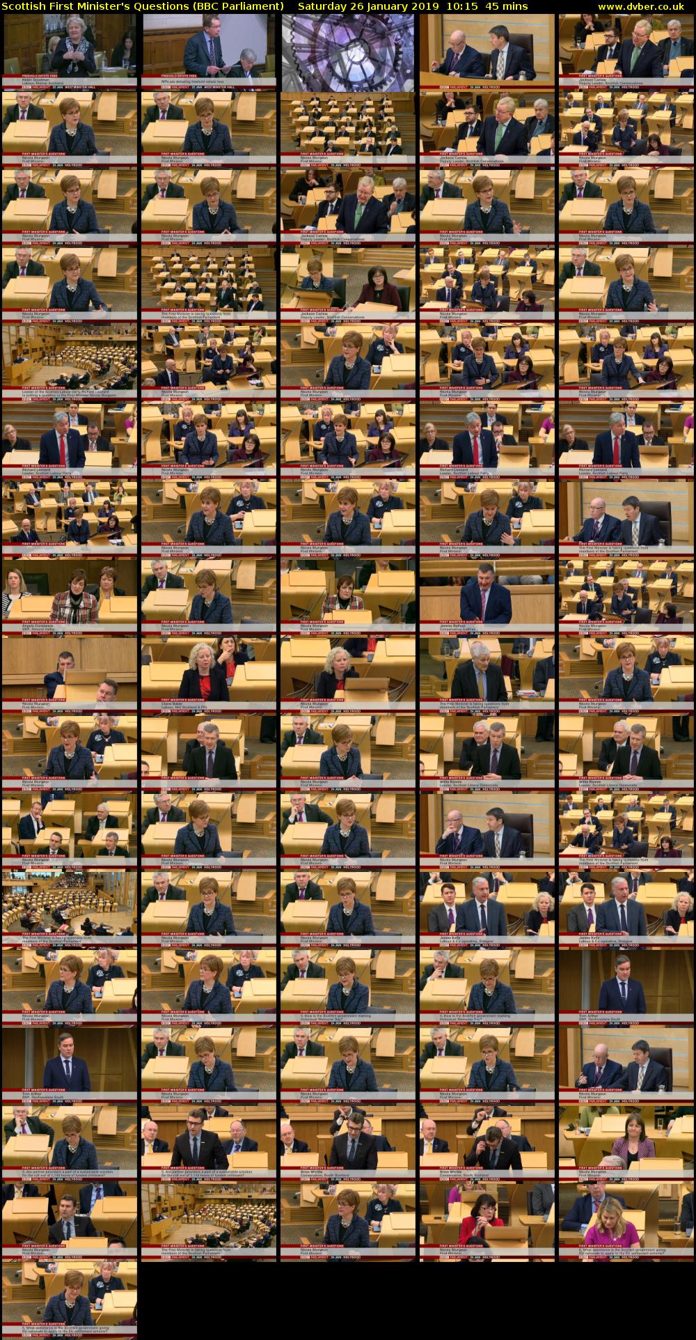 Scottish First Minister's Questions (BBC Parliament) Saturday 26 January 2019 10:15 - 11:00