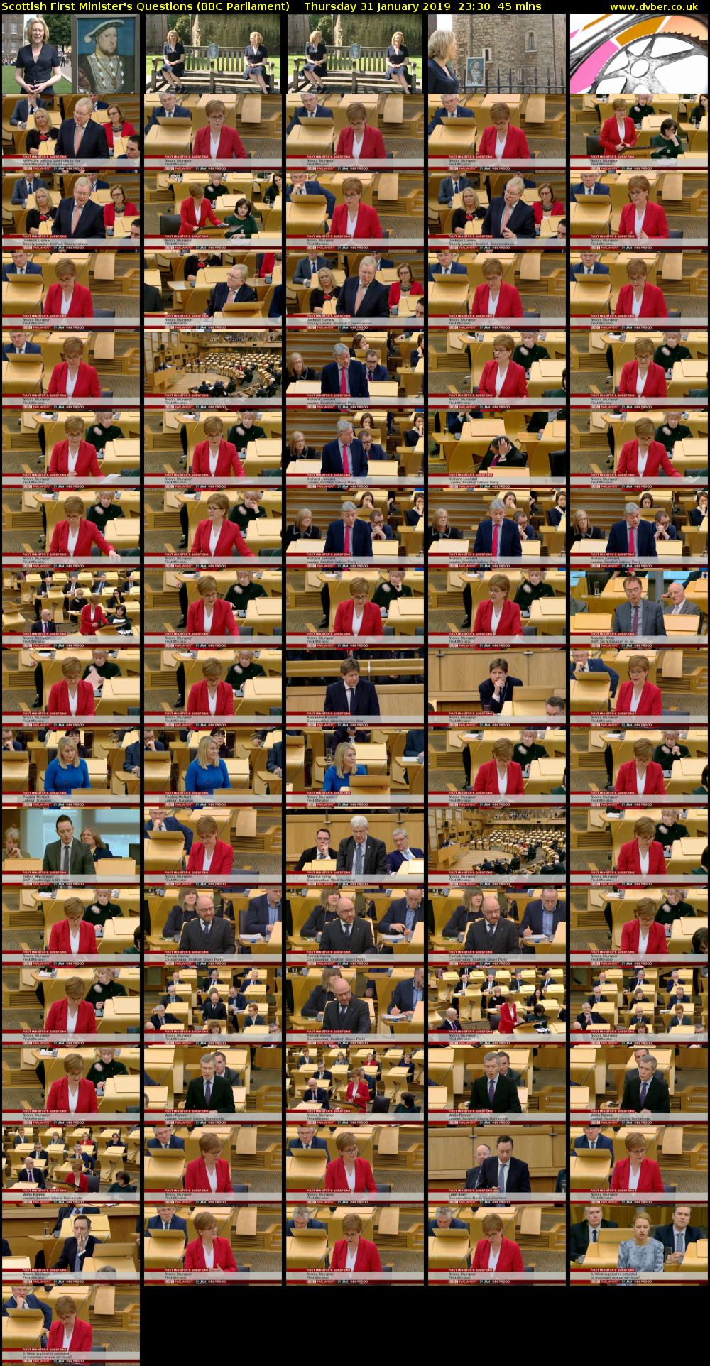 Scottish First Minister's Questions (BBC Parliament) Thursday 31 January 2019 23:30 - 00:15