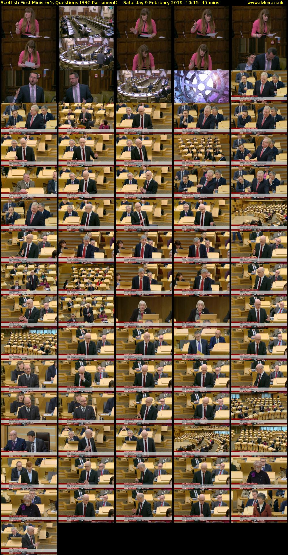 Scottish First Minister's Questions (BBC Parliament) Saturday 9 February 2019 10:15 - 11:00