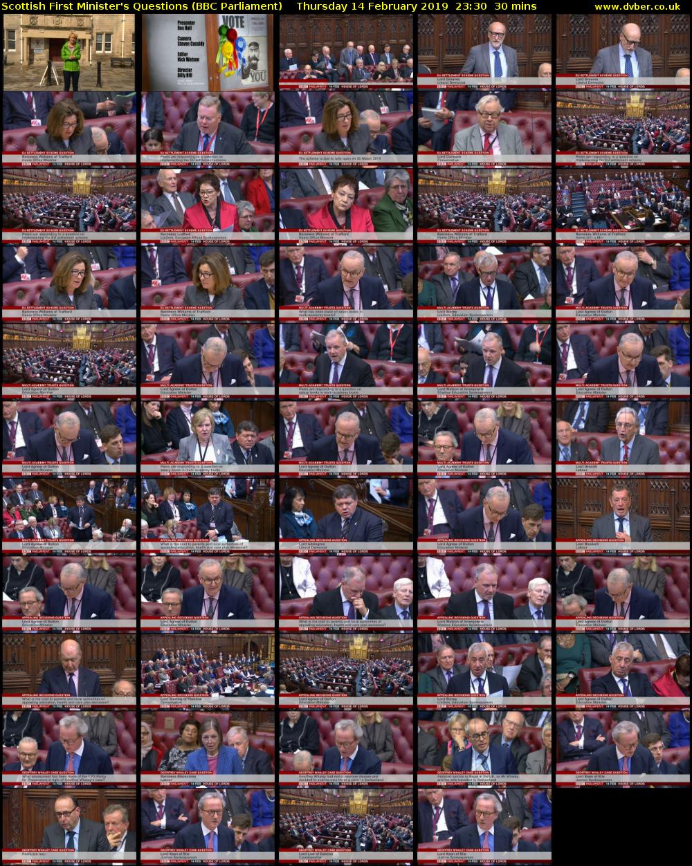 Scottish First Minister's Questions (BBC Parliament) Thursday 14 February 2019 23:30 - 00:00