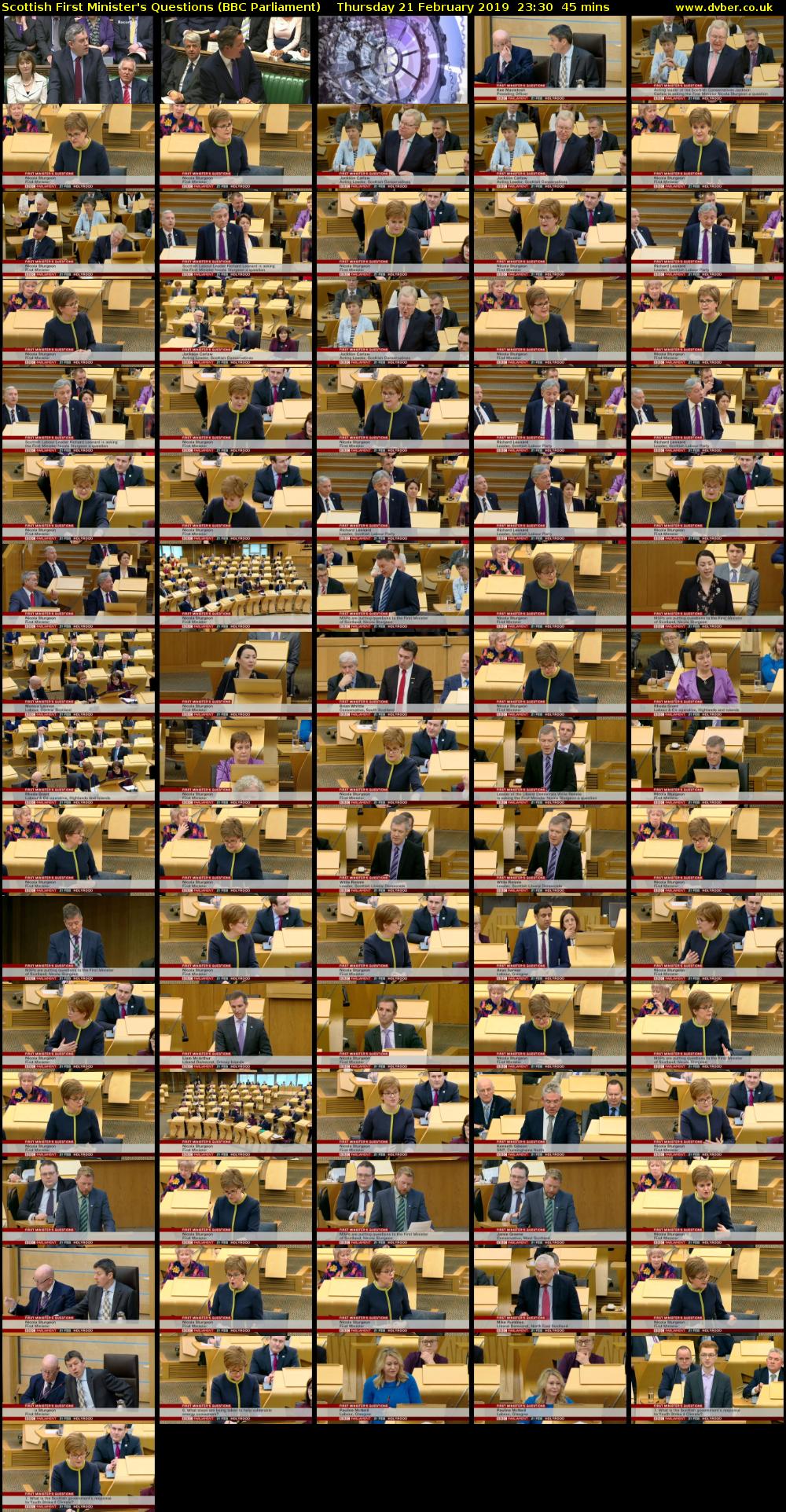 Scottish First Minister's Questions (BBC Parliament) Thursday 21 February 2019 23:30 - 00:15