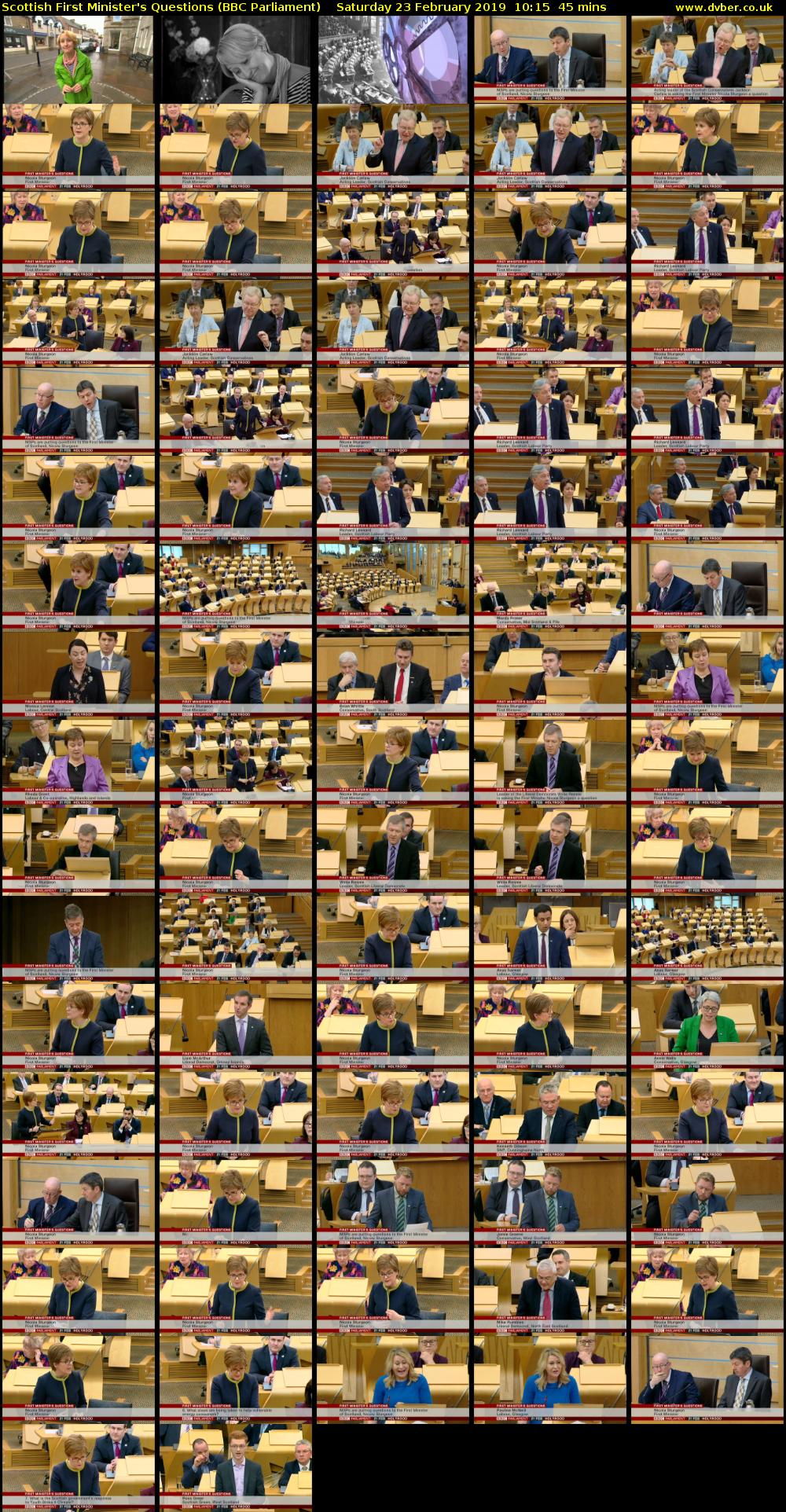 Scottish First Minister's Questions (BBC Parliament) Saturday 23 February 2019 10:15 - 11:00