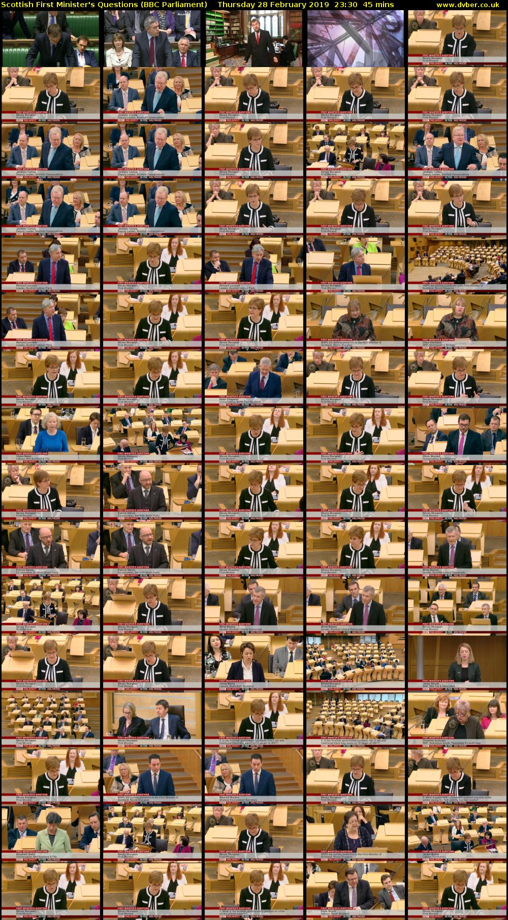 Scottish First Minister's Questions (BBC Parliament) Thursday 28 February 2019 23:30 - 00:15