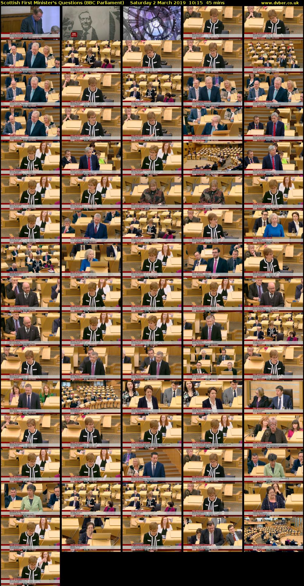Scottish First Minister's Questions (BBC Parliament) Saturday 2 March 2019 10:15 - 11:00