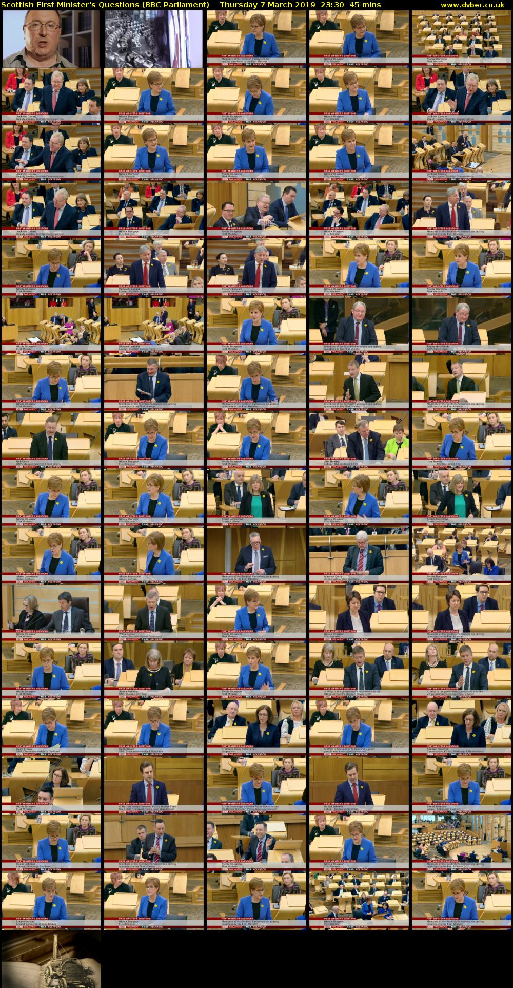 Scottish First Minister's Questions (BBC Parliament) Thursday 7 March 2019 23:30 - 00:15