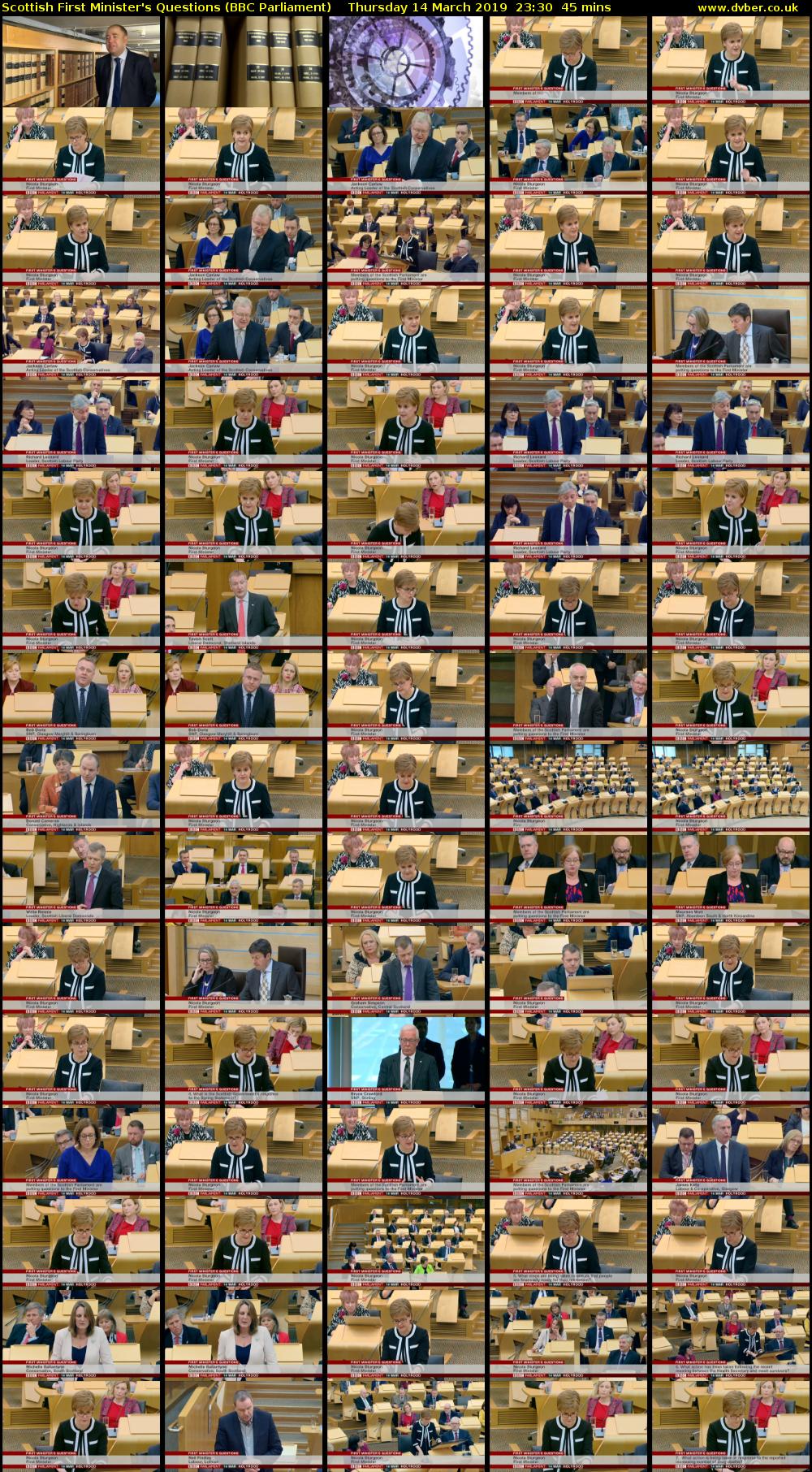 Scottish First Minister's Questions (BBC Parliament) Thursday 14 March 2019 23:30 - 00:15