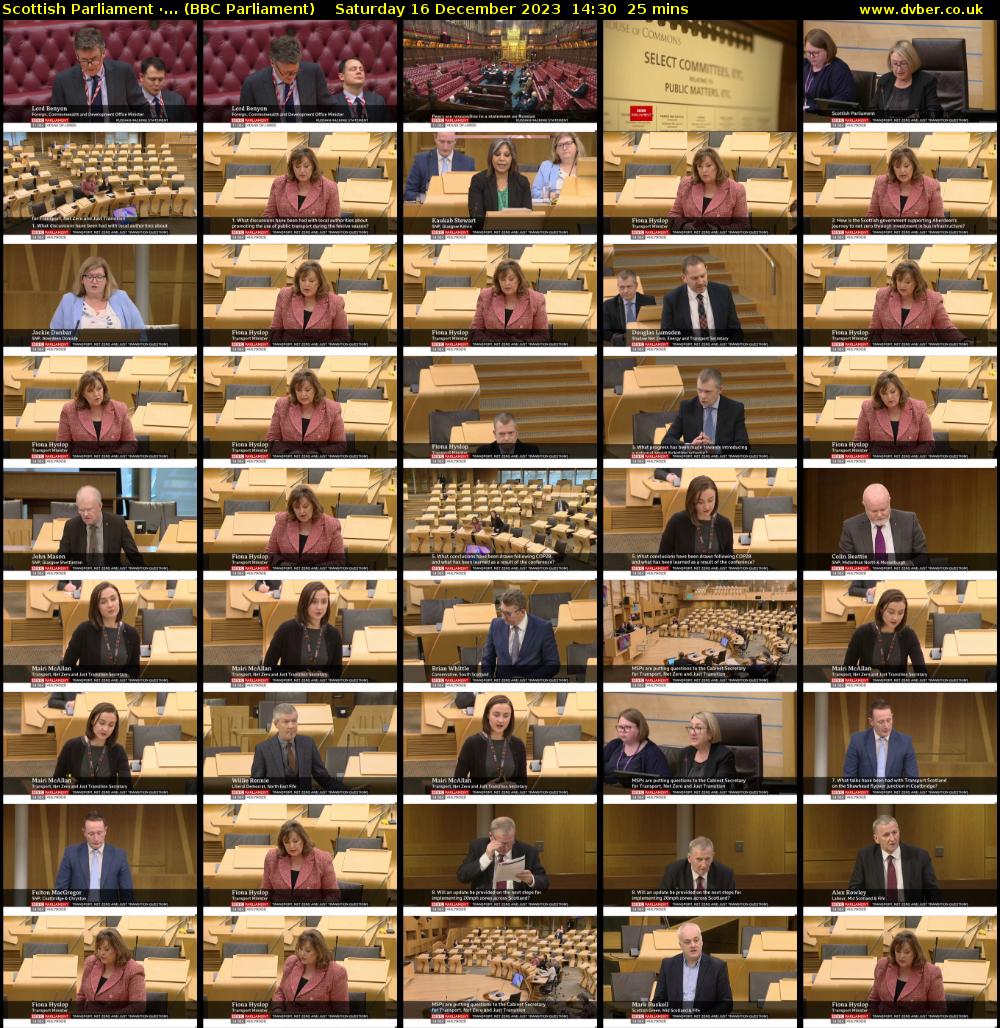 Scottish Parliament ·... (BBC Parliament) Saturday 16 December 2023 14:30 - 14:55
