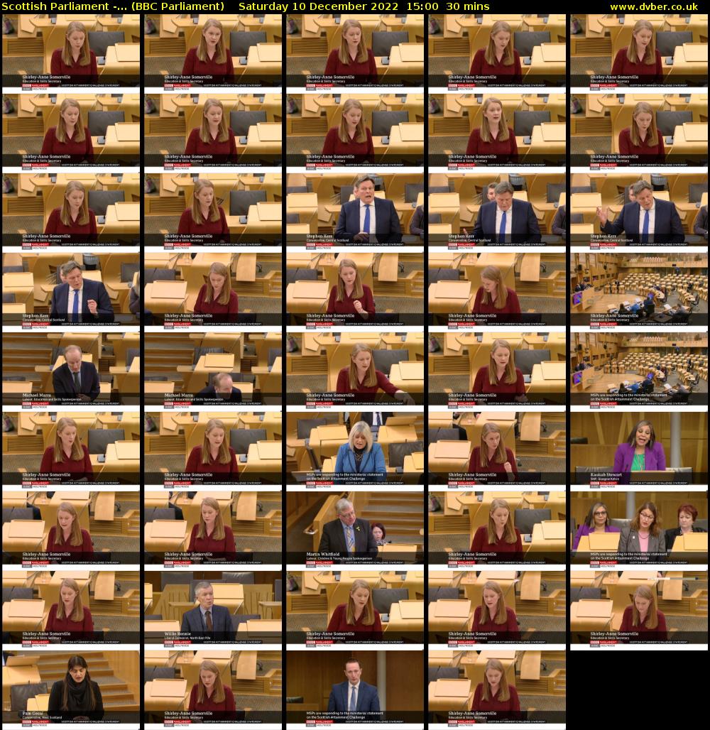 Scottish Parliament -... (BBC Parliament) Saturday 10 December 2022 15:00 - 15:30