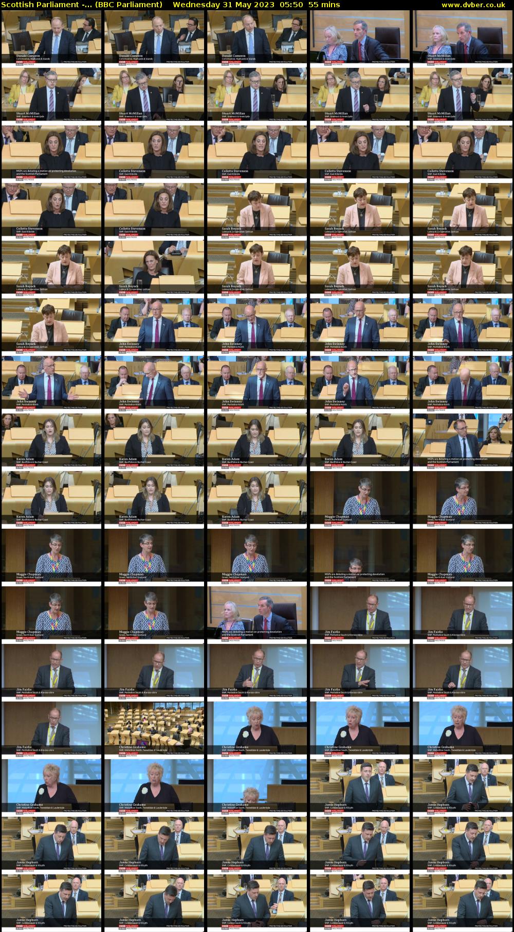 Scottish Parliament -... (BBC Parliament) Wednesday 31 May 2023 05:50 - 06:45