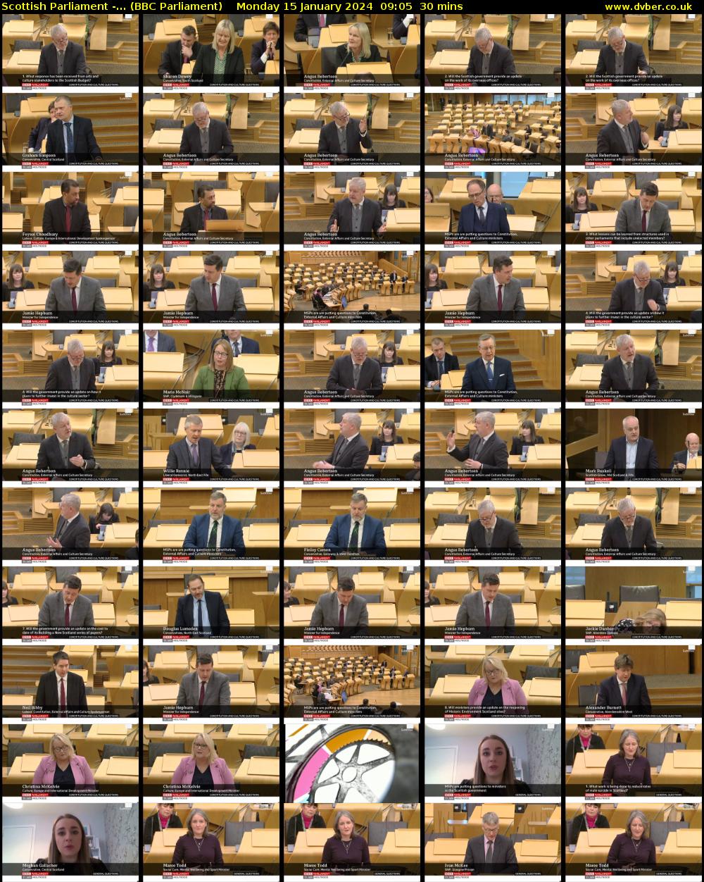 Scottish Parliament -... (BBC Parliament) Monday 15 January 2024 09:05 - 09:35