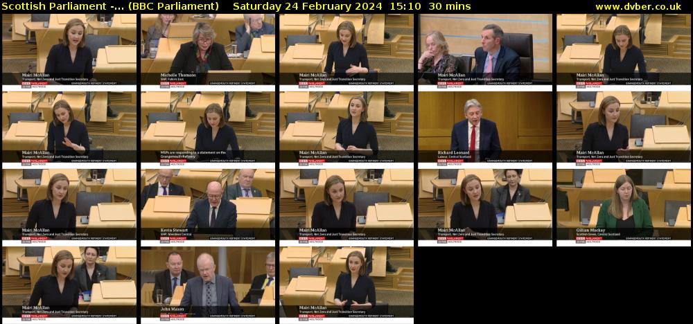 Scottish Parliament -... (BBC Parliament) Saturday 24 February 2024 15:10 - 15:40