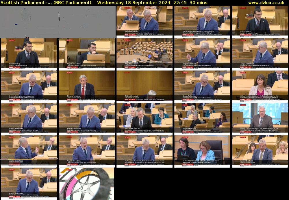 Scottish Parliament -... (BBC Parliament) Wednesday 18 September 2024 22:45 - 23:15