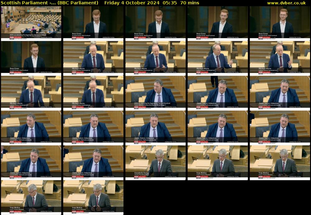 Scottish Parliament -... (BBC Parliament) Friday 4 October 2024 05:35 - 06:45
