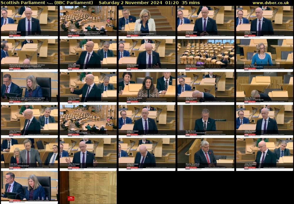 Scottish Parliament -... (BBC Parliament) Saturday 2 November 2024 01:20 - 01:55