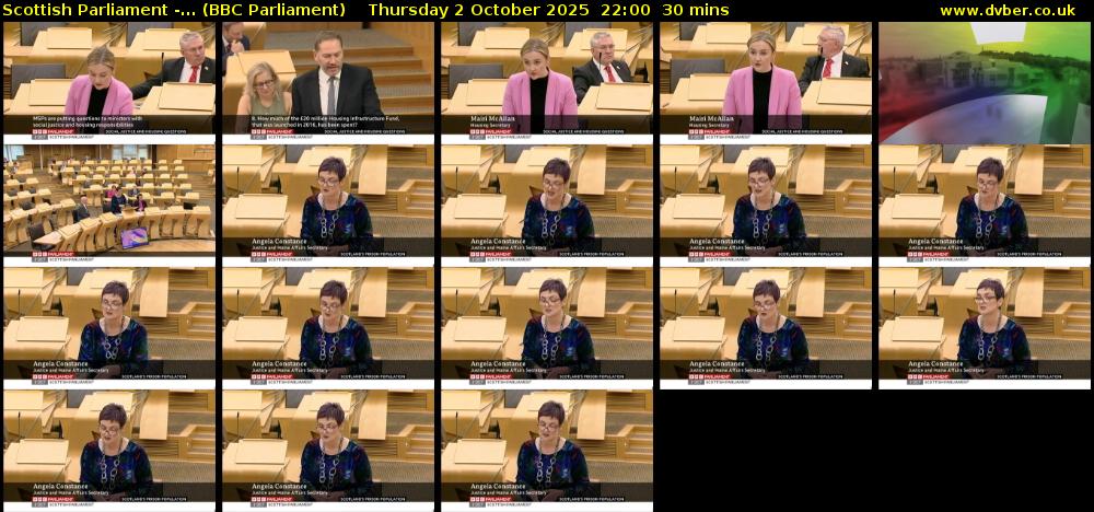 Scottish Parliament -... (BBC Parliament) Thursday 2 October 2025 22:00 - 22:30
