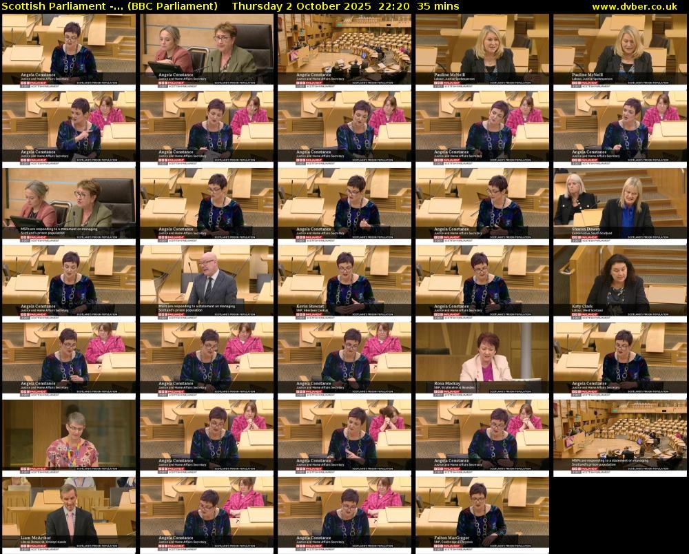 Scottish Parliament -... (BBC Parliament) Thursday 2 October 2025 22:20 - 22:55