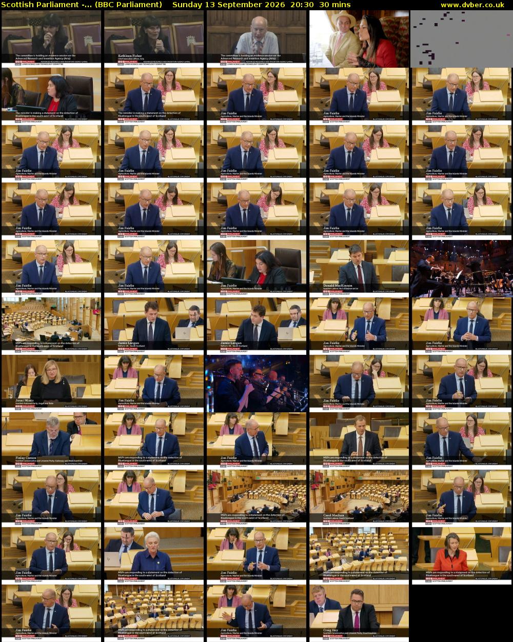 Scottish Parliament -... (BBC Parliament) Sunday 13 September 2026 20:30 - 21:00