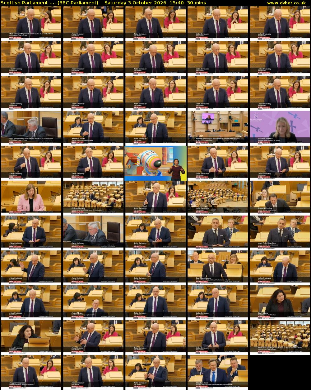 Scottish Parliament -... (BBC Parliament) Saturday 3 October 2026 15:40 - 16:10