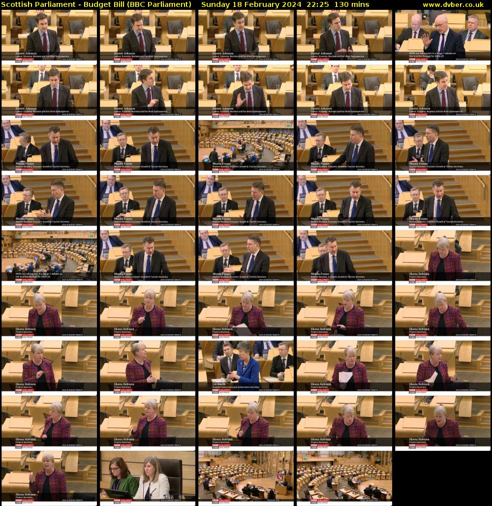 Scottish Parliament - Budget Bill (BBC Parliament) Sunday 18 February 2024 22:25 - 00:35