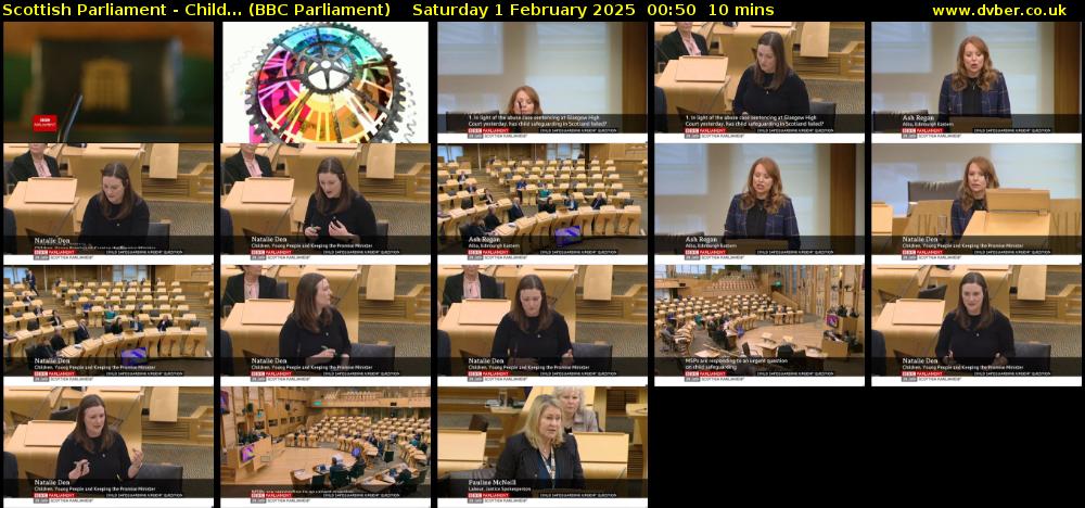 Scottish Parliament - Child... (BBC Parliament) Saturday 1 February 2025 00:50 - 01:00