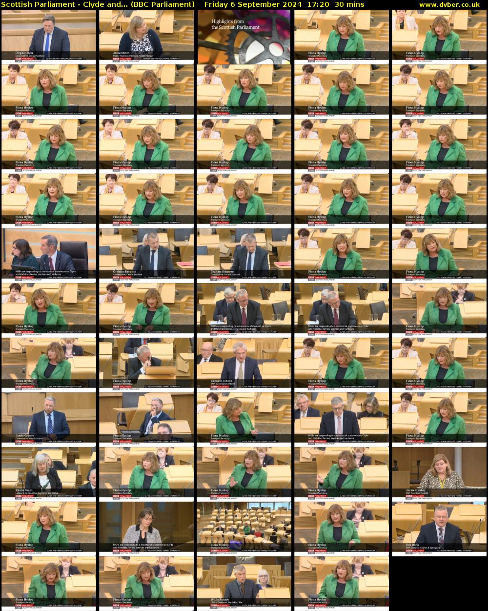 Scottish Parliament - Clyde and... (BBC Parliament) Friday 6 September 2024 17:20 - 17:50