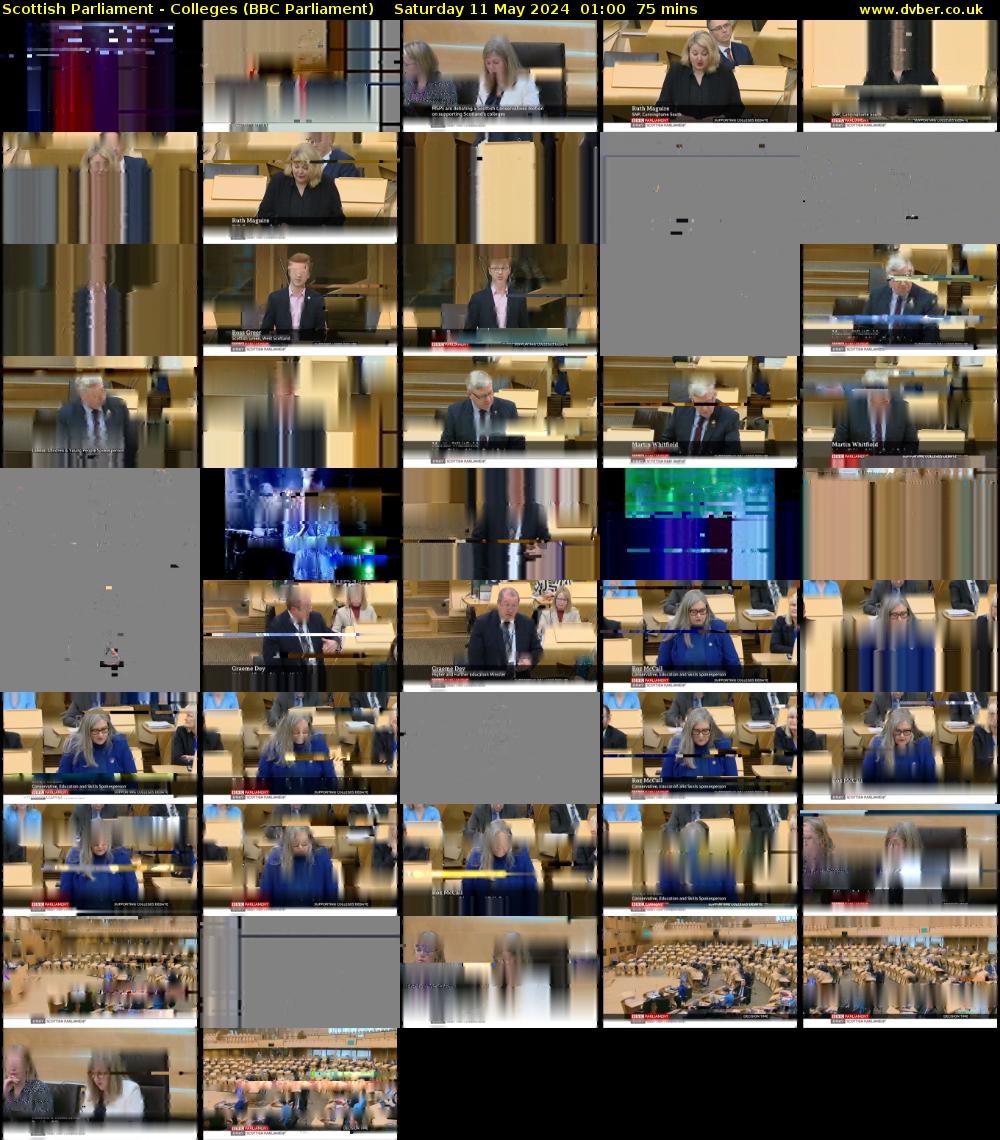 Scottish Parliament - Colleges (BBC Parliament) Saturday 11 May 2024 01:00 - 02:15