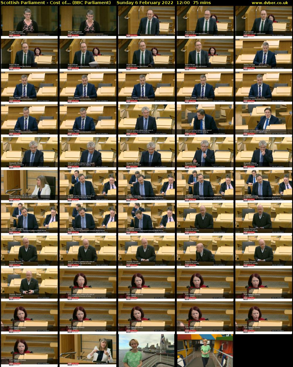 Scottish Parliament - Cost of... (BBC Parliament) Sunday 6 February 2022 12:00 - 13:15