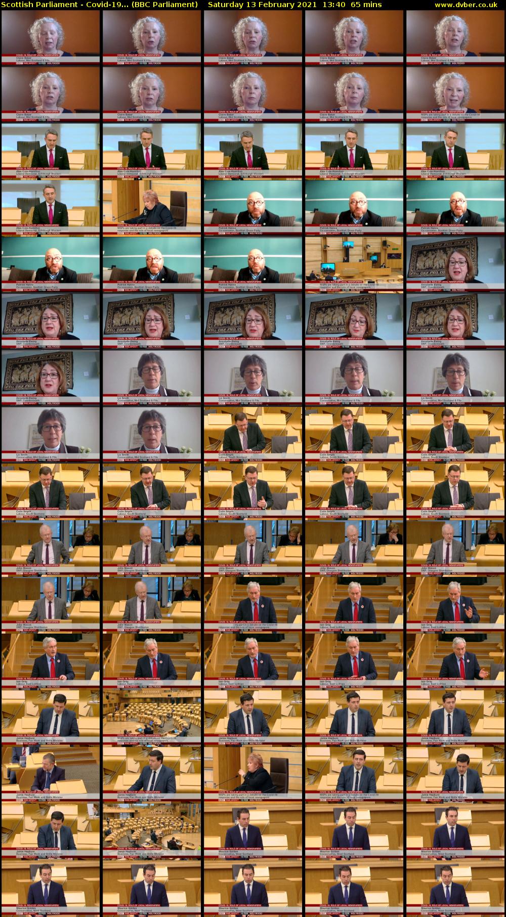 Scottish Parliament - Covid-19... (BBC Parliament) Saturday 13 February 2021 13:40 - 14:45