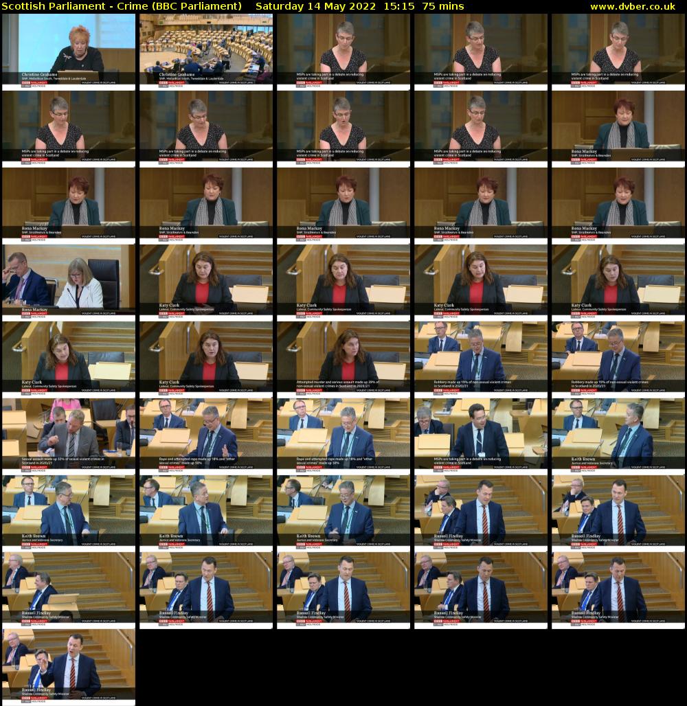 Scottish Parliament - Crime (BBC Parliament) Saturday 14 May 2022 15:15 - 16:30