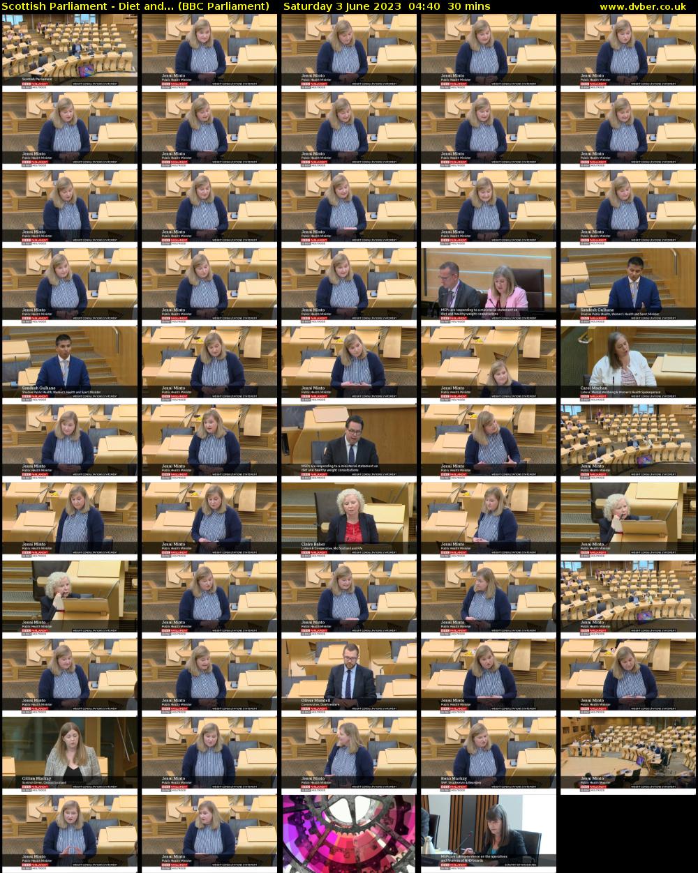 Scottish Parliament - Diet and... (BBC Parliament) Saturday 3 June 2023 04:40 - 05:10