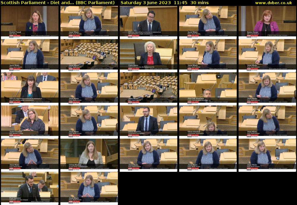 Scottish Parliament - Diet and... (BBC Parliament) Saturday 3 June 2023 11:45 - 12:15