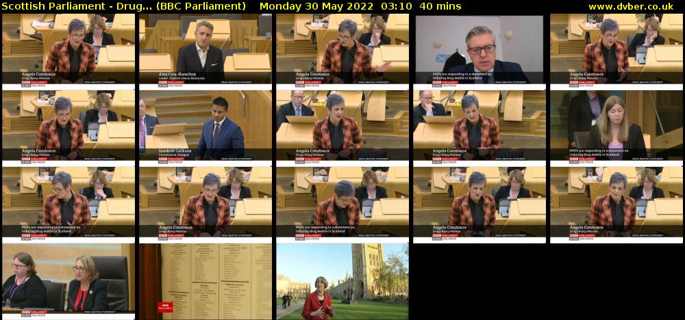 Scottish Parliament - Drug... (BBC Parliament) Monday 30 May 2022 03:10 - 03:50