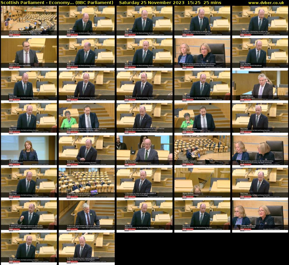 Scottish Parliament - Economy... (BBC Parliament) Saturday 25 November 2023 15:25 - 15:50